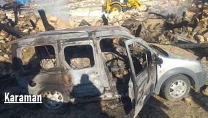 Köydeki yangında depo yıkıldı, hafif ticari araç küle döndü