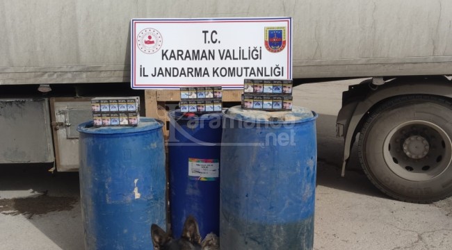 Karaman'da durdurulan tırda kaçak sigara ve mazot ele geçirildi
