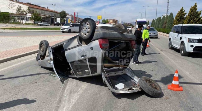Karaman'da takla atan otomobilin sürücüsü yaralandı