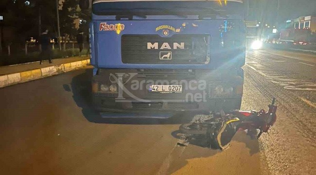 Karapınar'da tır motosiklete çarptı: 1 yaralı