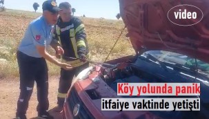 Köyde araca giren yılan sürücüye zor anlar yaşattı