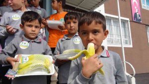 Silifke'de 350 öğrenciye 1 ton muz dağıtıldı