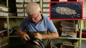 Yarım asırdır tahta çivilerle ayakkabı üretiyor, bir çifti bin lira