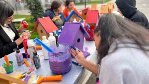 Karaman'da öğrenciler rengarenk kuş evleri yaptı