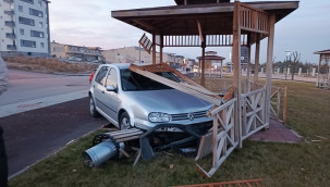 Kontrolden çıkan otomobil kamelyaya daldı