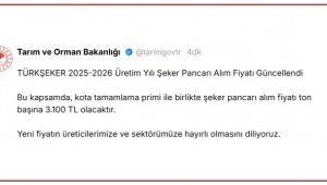 Şeker pancarı alım fiyatı 3 bin 100 TL olarak güncellendi