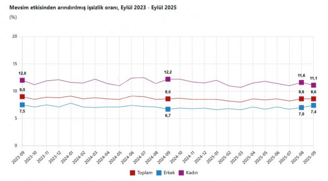 TÜİK: İşsizlik oranı eylülde sabit kaldı