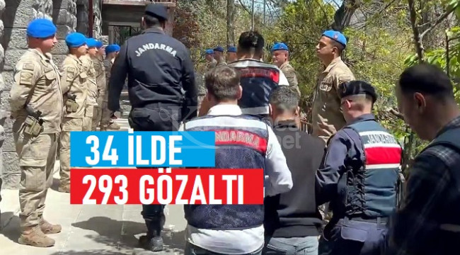 34 ili kapsayan operasyonda 293 gözaltı